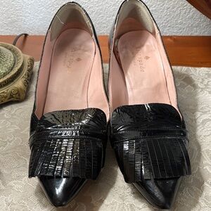 Kate Spade Black Fringe Loafers